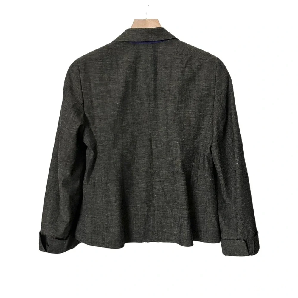 Akris Punto Charcoal Grey Wool Blend 3 Button Blazer Jacket Size 6 US